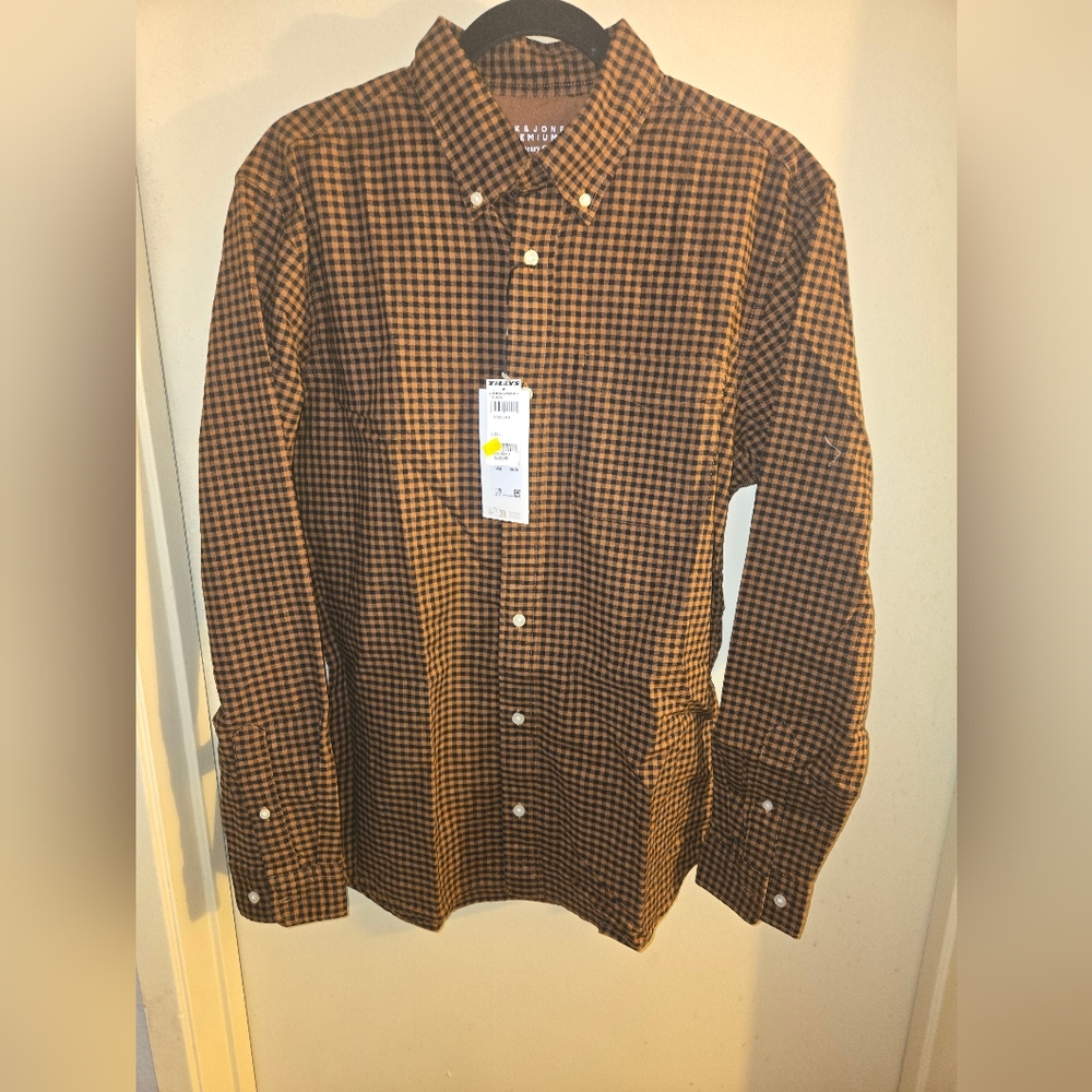 NWT Jack & Jones Men's Brown Plaid Shirt Size L